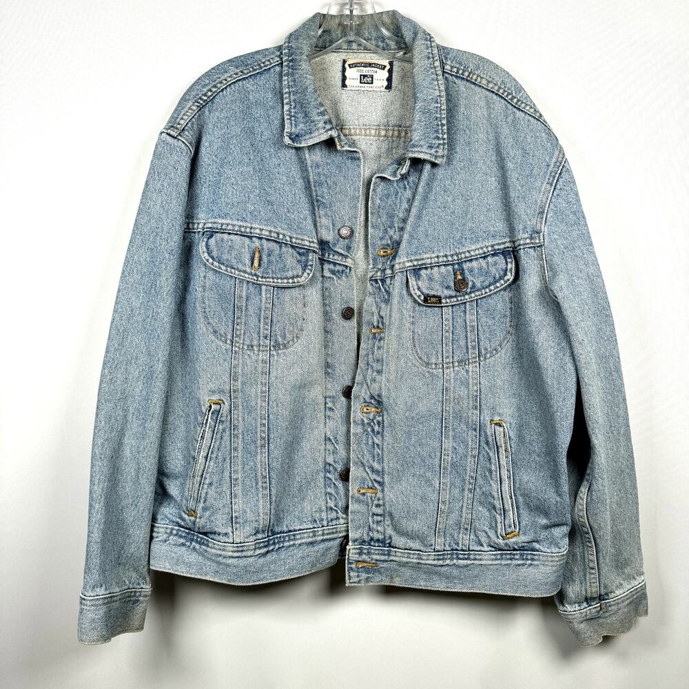 Vintage Lee Blue Riders Cotton Oversized Pockets Denim Jacket Size XL